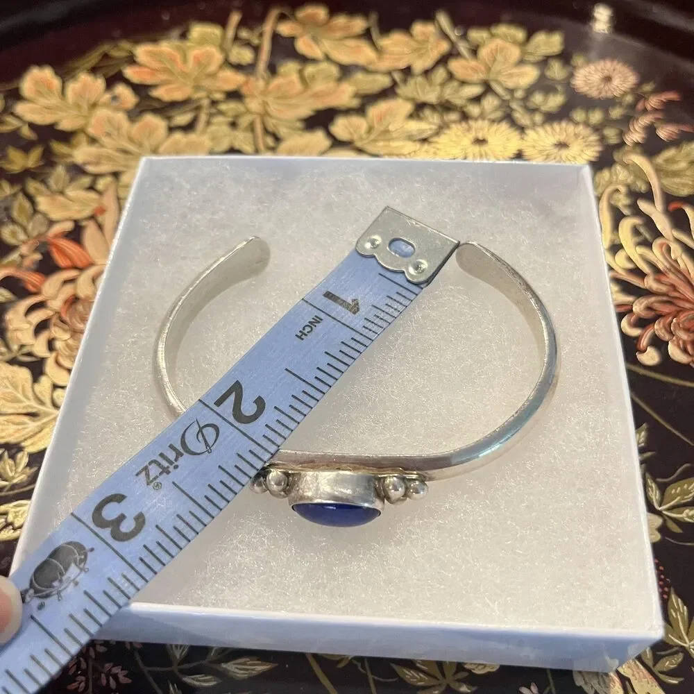 Vintage Navajo Cuff Bracelet Sterling Silver 925 Lapis Lazuli Blue 28g Boho 20s